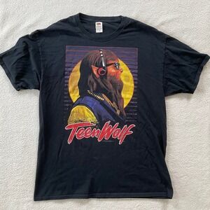 Fruit of the Loom Teen Wolf T-Shirt Mens L Black 1985 Movie Graphic Retro Tee